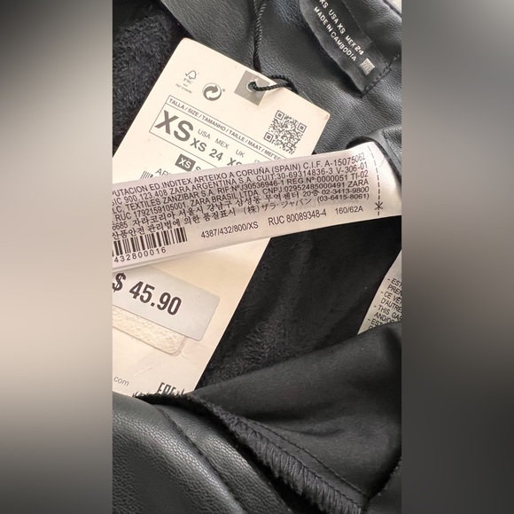 NWT Zara faux leather straight leg pants XS - Picture 10 of 10